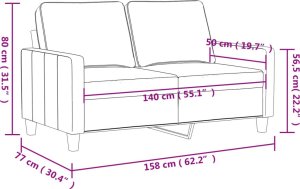 vidaXL vidaXL Sofa 2-osobowa, ciemnoszara, 140 cm, tapicerowana tkaniną 8