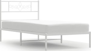 vidaXL vidaXL Metalowe łóżko z wezgłowiem, bez materaca, białe, 75x190 cm 2