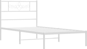 vidaXL vidaXL Metalowe łóżko z wezgłowiem, bez materaca, białe, 75x190 cm 5