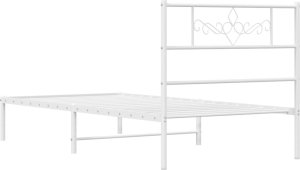 vidaXL vidaXL Metalowe łóżko z wezgłowiem, bez materaca, białe, 75x190 cm 7