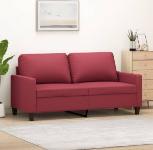 vidaXL vidaXL 2-osobowa sofa, winna czerwień, 140 cm, sztuczna skóra 1