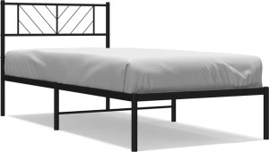 vidaXL vidaXL Metalowa rama łóżka z wezgłowiem, czarna, 100x190 cm 2