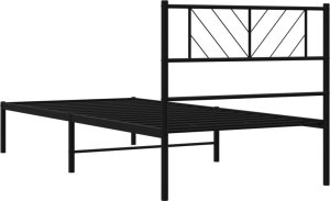 vidaXL vidaXL Metalowa rama łóżka z wezgłowiem, czarna, 100x190 cm 7