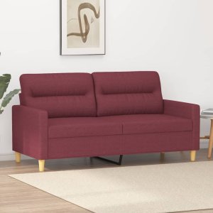 vidaXL vidaXL Sofa 2-osobowa, winna czerwień, 140 cm, tapicerowana tkaniną 1