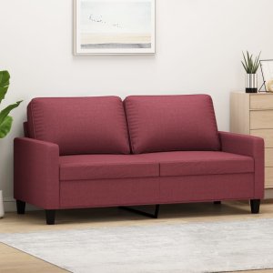 vidaXL vidaXL Sofa 2-osobowa, winna czerwień, 140 cm, tapicerowana tkaniną 1