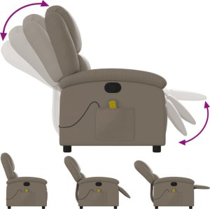 vidaXL vidaXL Rozkładany fotel masujący, cappuccino, obity sztuczną skórą 7