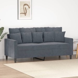 vidaXL vidaXL Sofa 2-osobowa, ciemnoszary, 140 cm, tapicerowana aksamitem 1