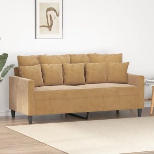 vidaXL vidaXL Sofa 2-osobowa, brązowa, 140 cm, tapicerowana aksamitem 1