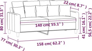 vidaXL vidaXL Sofa 2-osobowa, brązowa, 140 cm, tapicerowana aksamitem 8