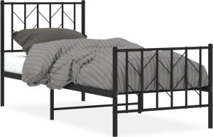 vidaXL vidaXL Metalowa rama łóżka z wezgłowiem i zanóżkiem, czarna, 80x200 cm 2