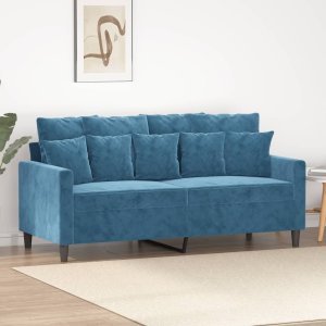 vidaXL vidaXL Sofa 2-osobowa, niebieski, 140 cm, tapicerowana aksamitem 1