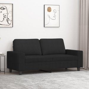 vidaXL Sofa 2-osobowa, czarna, 140 cm, tapicerowana tkaniną 1