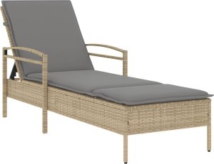 vidaXL vidaXL Leżanka z poduszką, beżowa, 63x200x81 cm, polirattan 2