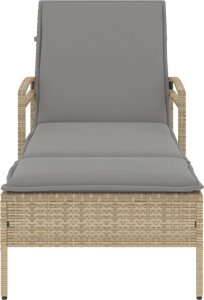 vidaXL vidaXL Leżanka z poduszką, beżowa, 63x200x81 cm, polirattan 4