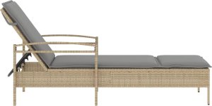 vidaXL vidaXL Leżanka z poduszką, beżowa, 63x200x81 cm, polirattan 5