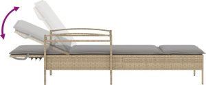 vidaXL vidaXL Leżanka z poduszką, beżowa, 63x200x81 cm, polirattan 7