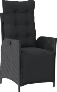 vidaXL vidaXL Rozkładany fotel ogrodowy z podnóżkiem, czarny polirattan 2