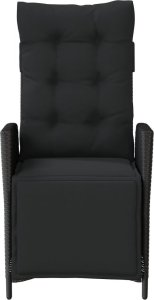 vidaXL vidaXL Rozkładany fotel ogrodowy z podnóżkiem, czarny polirattan 4