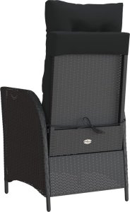 vidaXL vidaXL Rozkładany fotel ogrodowy z podnóżkiem, czarny polirattan 6