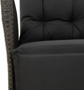 vidaXL vidaXL Rozkładany fotel ogrodowy z podnóżkiem, czarny polirattan 9