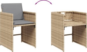 vidaXL vidaXL 15-cz. zestaw mebli ogrodowych z poduszkami, mieszany beż 7