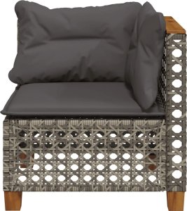 vidaXL Narożny moduł sofy z poduszkami, szary, polirattan 4