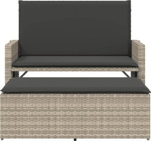 vidaXL vidaXL Ławka ogrodowa z poduszkami i podnóżkiem, jasnoszara polirattan 4