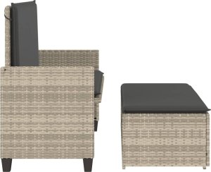 vidaXL vidaXL Ławka ogrodowa z poduszkami i podnóżkiem, jasnoszara polirattan 5