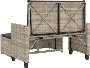 vidaXL vidaXL Ławka ogrodowa z poduszkami i podnóżkiem, jasnoszara polirattan 6