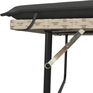 vidaXL vidaXL Ławka ogrodowa z poduszkami i podnóżkiem, jasnoszara polirattan 8