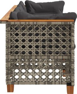 vidaXL vidaXL 3-osobowa sofa ogrodowa z poduszkami, szara, polirattan 5