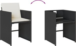 vidaXL vidaXL 9-cz. zestaw mebli ogrodowych z poduszkami, czarny, rattan PE 6