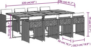vidaXL vidaXL 9-cz. zestaw mebli ogrodowych z poduszkami, czarny, rattan PE 9