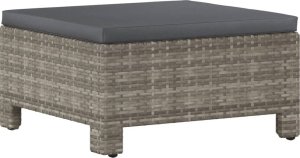 vidaXL vidaXL Podnóżek ogrodowy z poduszką, szary, polirattan 2