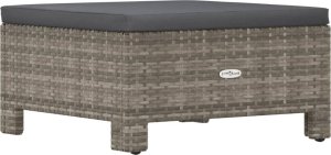 vidaXL vidaXL Podnóżek ogrodowy z poduszką, szary, polirattan 6