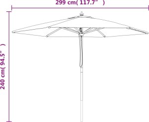 vidaXL vidaXL Parasol ogrodowy na drewnianym słupku, antracytowy, 299x240 cm 8