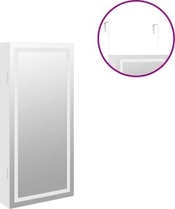 vidaXL vidaXL Szafka ścienna na biżuterię, z lustrem i LED, biała 9