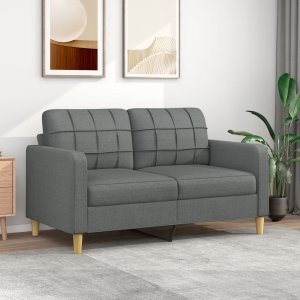 vidaXL vidaXL Sofa 2-osobowa, ciemnoszara, 140 cm, tapicerowana tkaniną 1