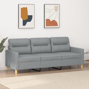 vidaXL Sofa 3-osobowa, jasnoszara, 180 cm, tapicerowana tkaniną 1