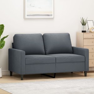 vidaXL Sofa 2-osobowa, ciemnoszary, 120 cm, tapicerowana aksamitem 1