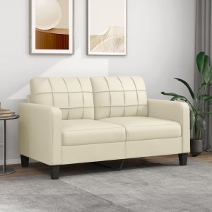 vidaXL 2-osobowa sofa, kremowy, 140 cm, sztuczna skóra 1