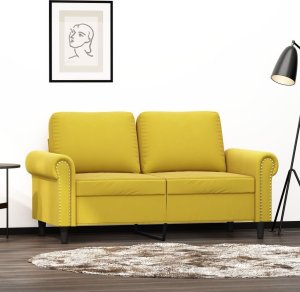 vidaXL Sofa 2-osobowa, żółta, 120 cm, tapicerowana aksamitem 1