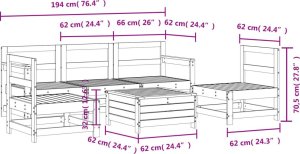 vidaXL vidaXL 6-cz. zestaw mebli ogrodowych, biały, drewno sosnowe 9