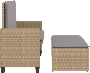 vidaXL vidaXL Ławka ogrodowa z poduszkami i podnóżkiem, beżowa, polirattan 6