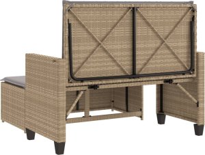 vidaXL vidaXL Ławka ogrodowa z poduszkami i podnóżkiem, beżowa, polirattan 7