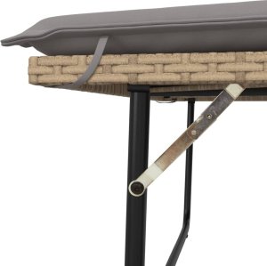 vidaXL vidaXL Ławka ogrodowa z poduszkami i podnóżkiem, beżowa, polirattan 9