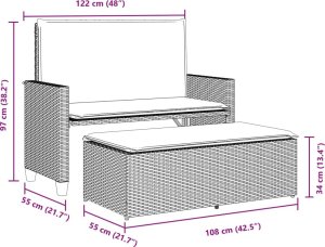 vidaXL vidaXL Ławka ogrodowa z poduszkami i podnóżkiem, beżowa, polirattan 10