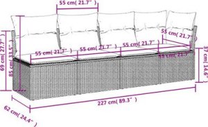 vidaXL 8-cz. zestaw mebli ogrodowych z poduszkami, szary, polirattan 13