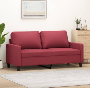 vidaXL VidaXL 2-osobowa sofa, winna czerwień, 140 cm, sztuczna skóra 1