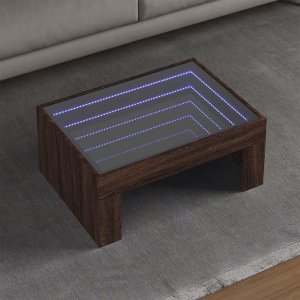 vidaXL vidaXL Stolik kawowy z LED Infinity, brązowy dąb, 70x50x30 cm 1